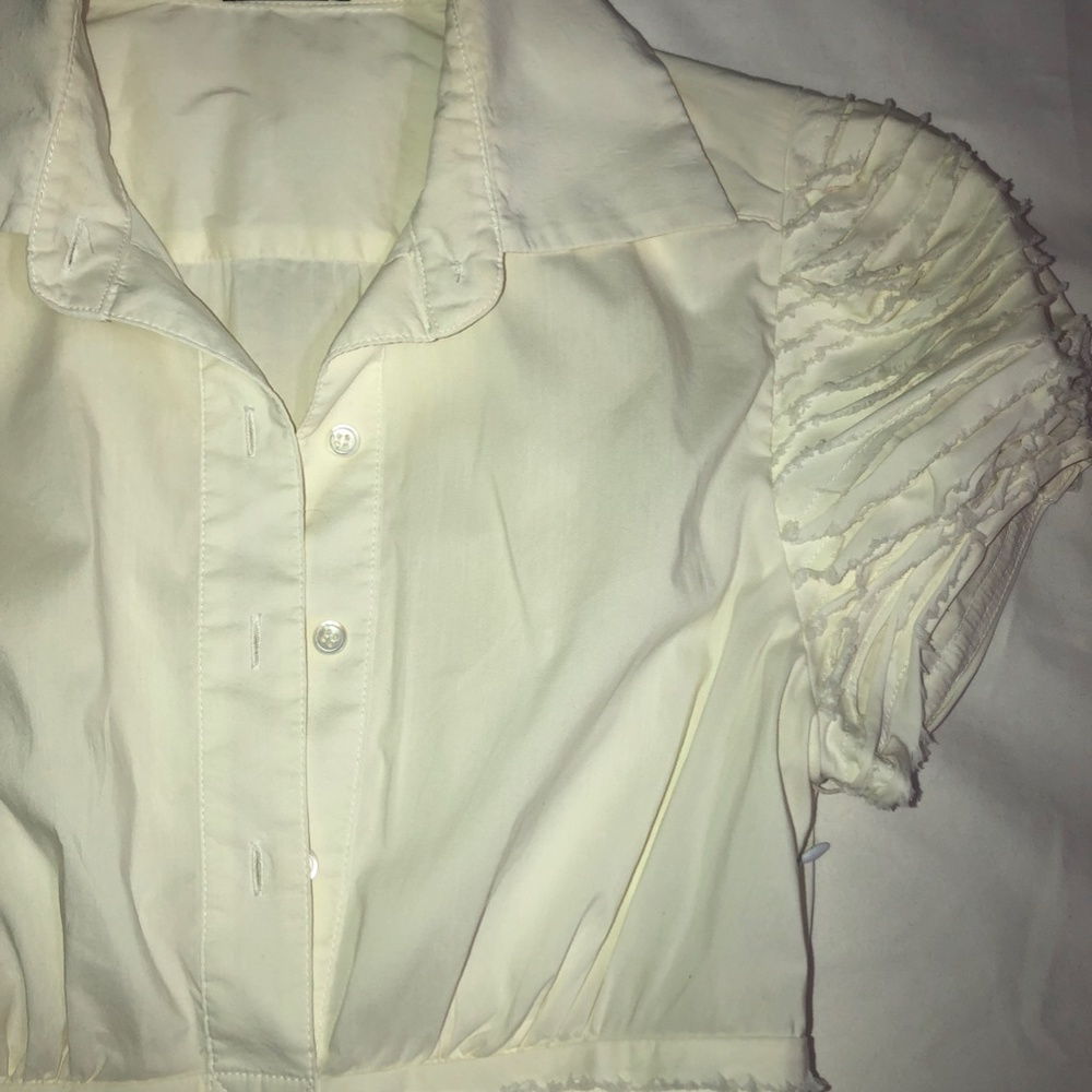 BCBGMaxAzria Ruffle White Blouse - Picture 3 of 5